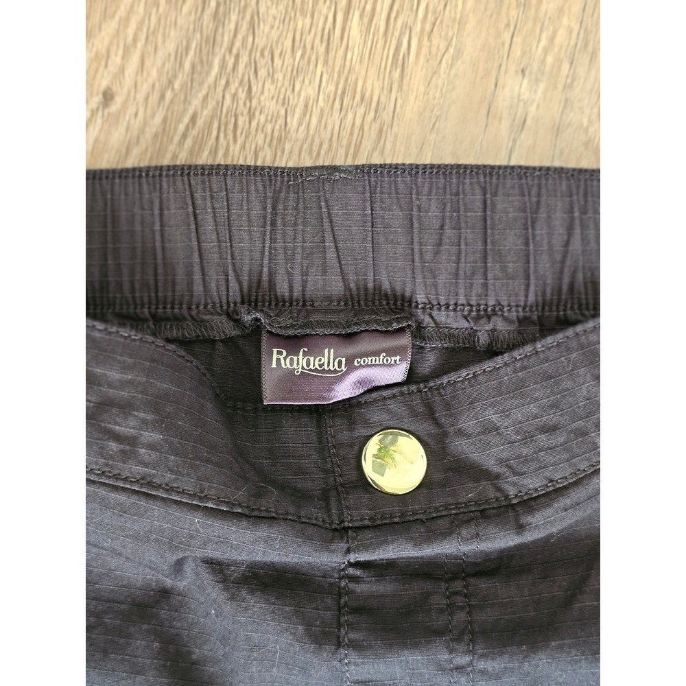 Rafaella Comfort Black Cargo Pants Womens 12 Ripstop Utility Drawstring Hem - Picture 2 of 7